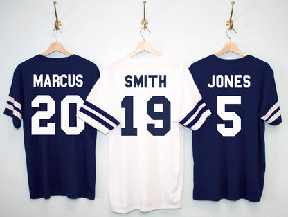 NAVY GROOM & GROOMSMEN Shirts Custom Names and Numbers for Bachelor Party, Wedding, Groomsman, best man, groomsmen gift, groomsmen jerseys