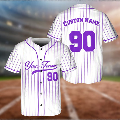 Personalized Name Team,Custom Stripe Line Color Baseball Jersey For Baseball Fans,Custom Number Baseball Team Jersey,Baseball Couple Jersey