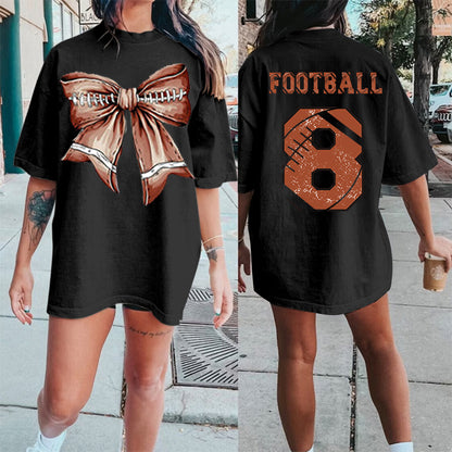 Custom Retro Softball/baseball/basketball/Football Bow Print Shirt