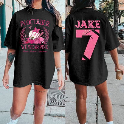 Custom Baseball Breast Cancer Awareness  Print Shirt