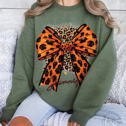 Personalized Halloween Leopard Bow Print Sweatshirt