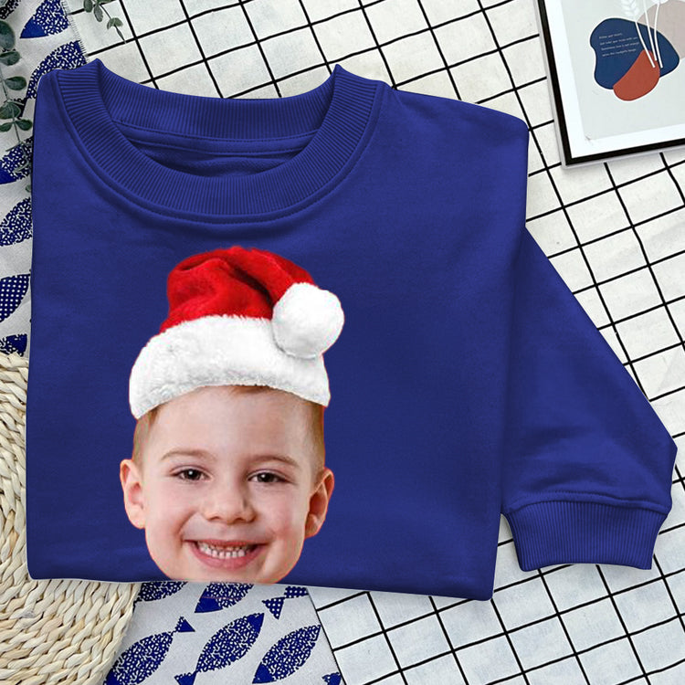 Custom Face Christmas Sweatshirt, Personalized Santa Hat Sweatshirt