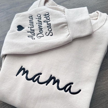 Embroidered Mom Crewneck, Grandmother Sweatshirt with Kids Names, Personalized Embroidered