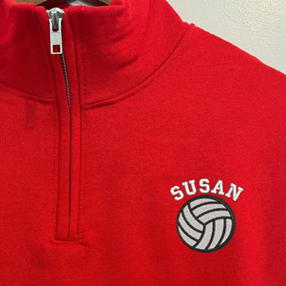 Custom sports personalized 1/4 zip sweater shirt embroidered with name