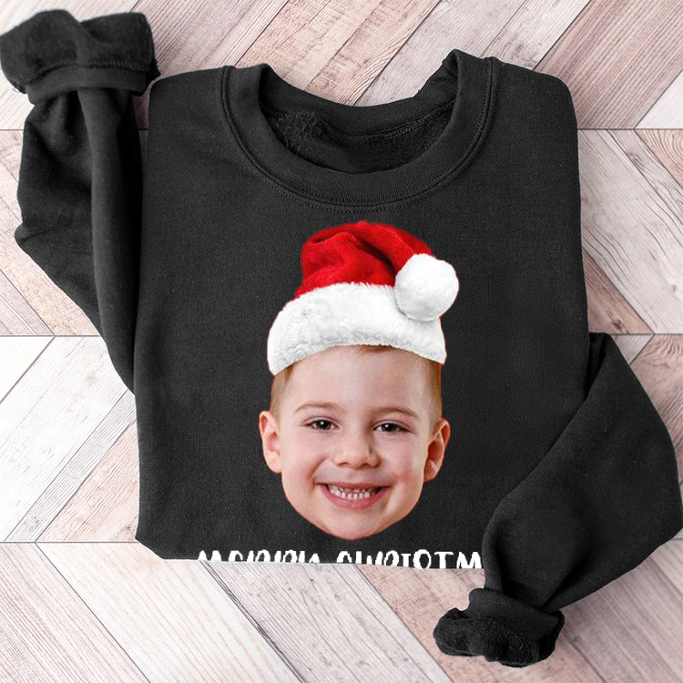 Custom Face Christmas Sweatshirt, Personalized Santa Hat Sweatshirt