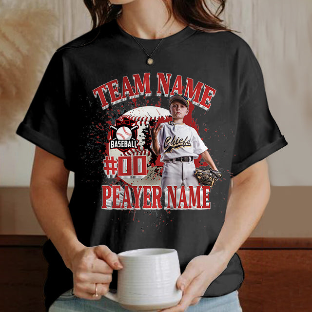 Photo Baseball Shirt Personalized Photo Shirt Custom Sports Mom Baseball Season Ball Mom Bleached Tees