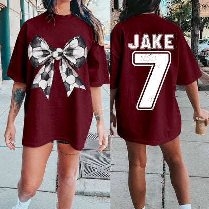 Custom Retro Softball/baseball/basketball/Football Bow Print Shirt