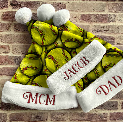 Personalized Softball Santa Hat/Christmas Hat