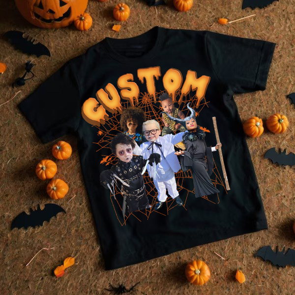 Custom Photo Halloween Bootleg Shirt, Funny Spooky Season Gifts for kids/GirlFriend Halloween Party, Personalized Picture Sweatshirts