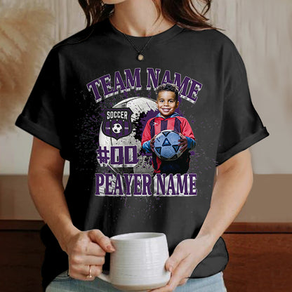 Photo Football Shirt Personalized Photo Shirt Custom Sports Mom Football Season Ball Mom Bleached Tees