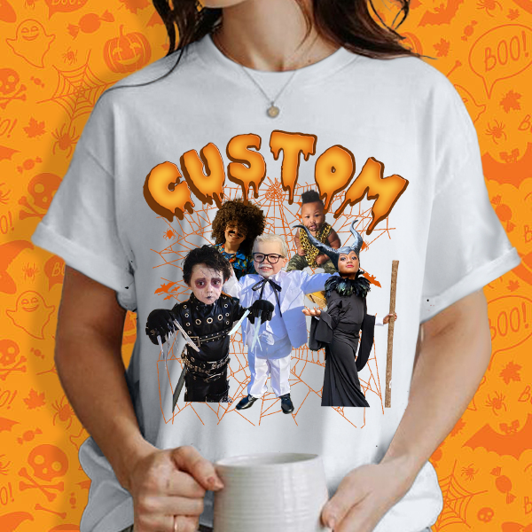 Custom Photo Halloween Bootleg Shirt, Funny Spooky Season Gifts for kids/GirlFriend Halloween Party, Personalized Picture Sweatshirts