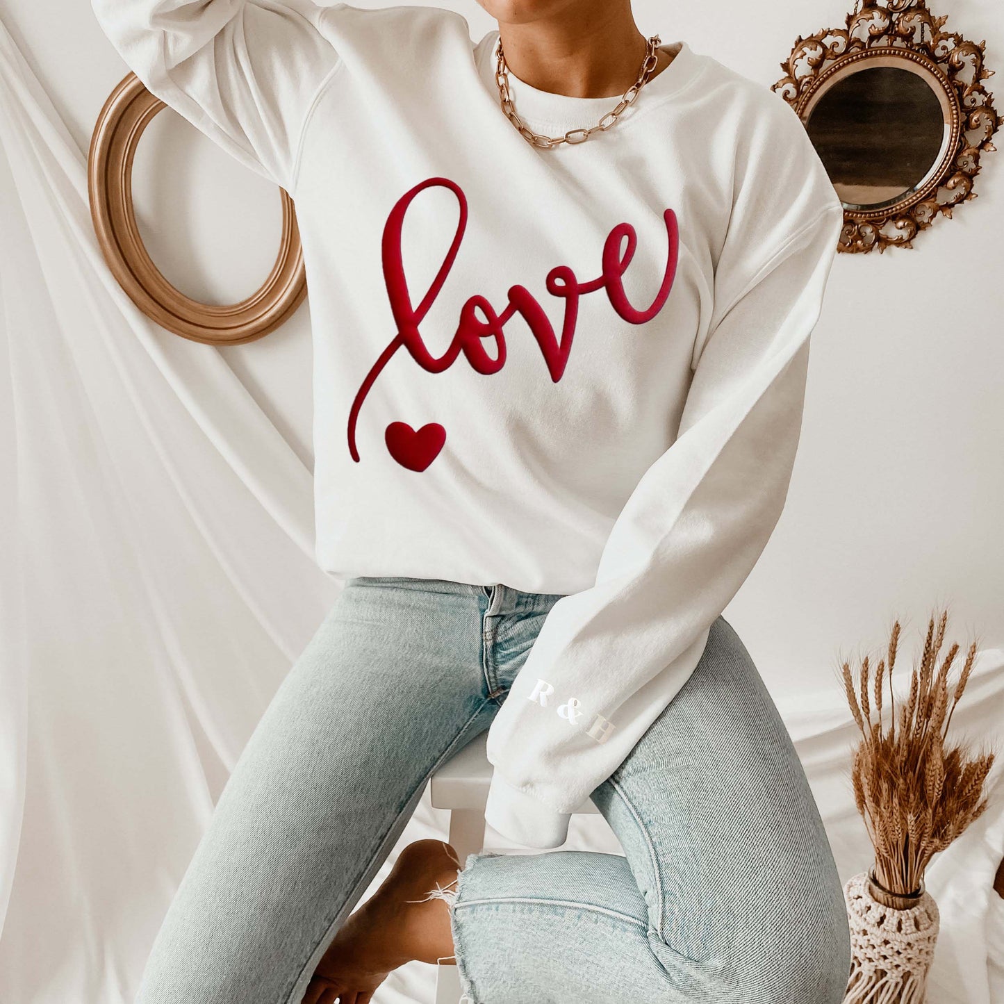 Custom 3D PUFF Embossed Valentine's Day gift，Family Sweatshirt