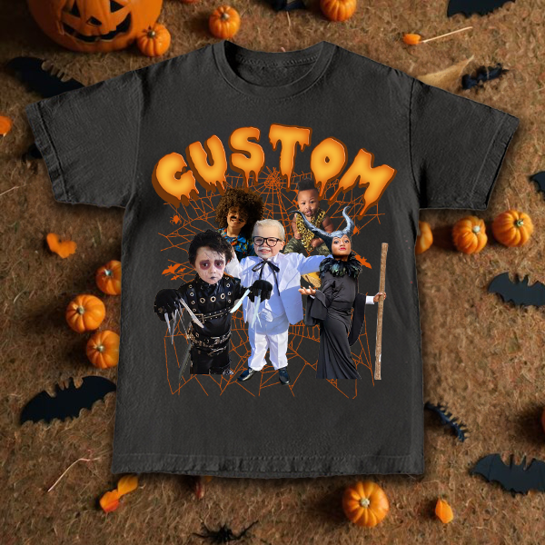 Custom Photo Halloween Bootleg Shirt, Funny Spooky Season Gifts for kids/GirlFriend Halloween Party, Personalized Picture Sweatshirts