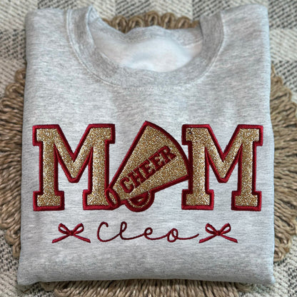 Personalize Embroidered Cheer Mom Sweatshirt/Custom Sparkly Senior Team Shirt
