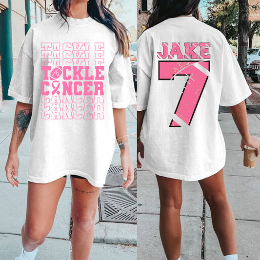 Custom Breast Cancer Awareness Football Print Tee