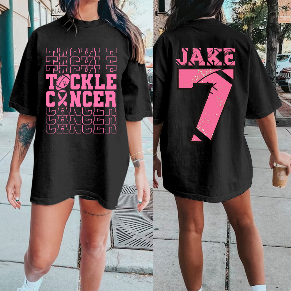 Custom Breast Cancer Awareness Football Print Tee