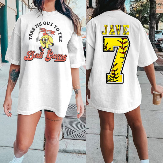 Custom Comfort Colors Tee, Two-sided Softball Tshirt With Custom Number And Name, Sports Shirt