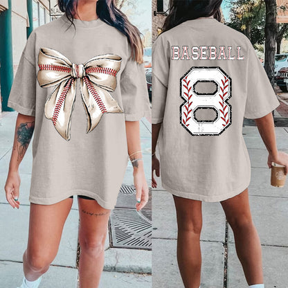 Custom Retro Softball/baseball/basketball/Football Bow Print Shirt