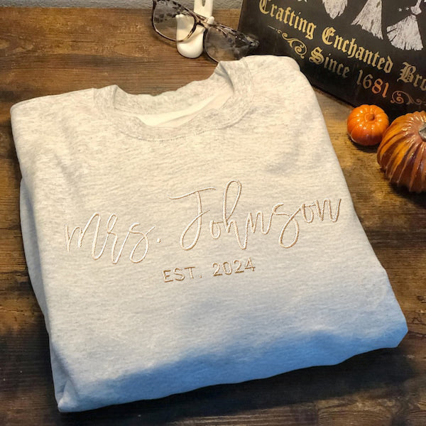 Embroidered Future Mrs Name Crewneck Bride to Be Gift for Bridal Shower