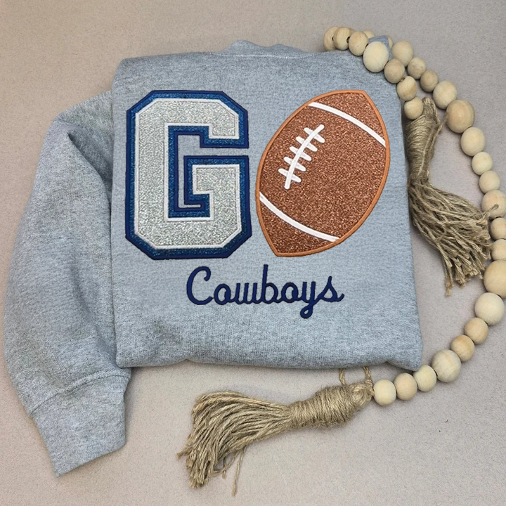Personalized Glitter Embroidered Football Sweatshirt/Family Sweatshirt