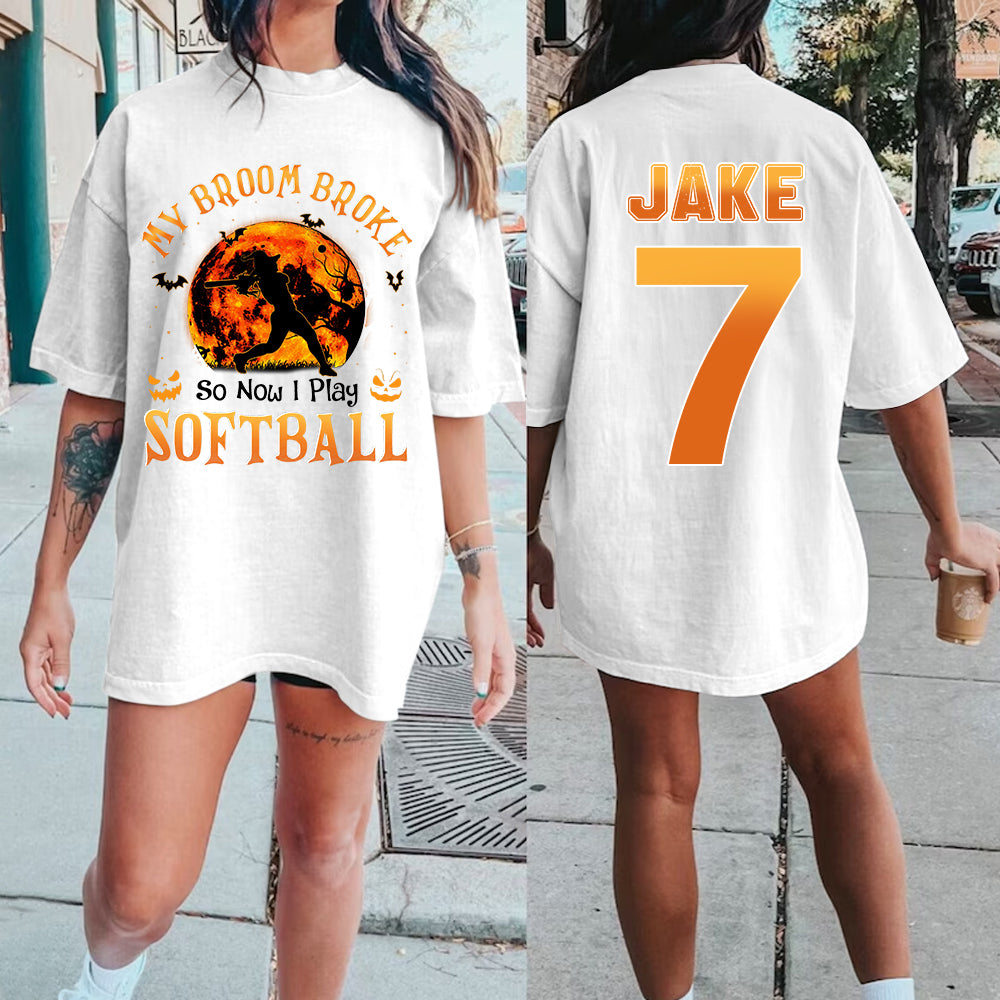 Personalized Halloween Football/Softball Shirt, Halloween Mom Shirt, Custom Football/Softball Girls Shirt