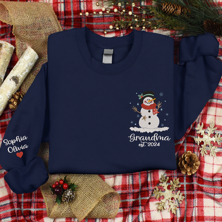 Embroidered Mimi Snow Est Xmas With Grandkids Sweatshirt