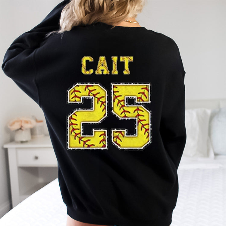 Custom Game Day Mom Baseball/Softball/Football Sweatshirt, Child Name & Number Game Season Shirt, Gameday Sports Mama Sweatshirt