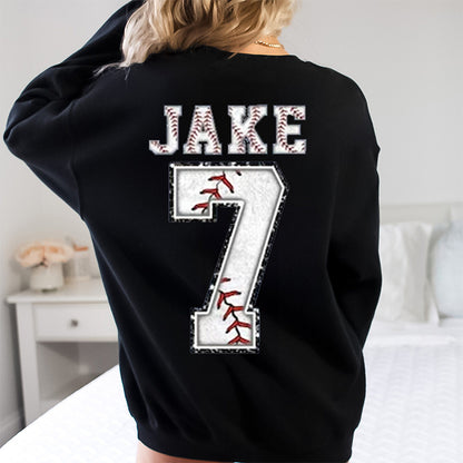 Custom Game Day Mom Baseball/Softball/Football Sweatshirt, Child Name & Number Game Season Shirt, Gameday Sports Mama Sweatshirt