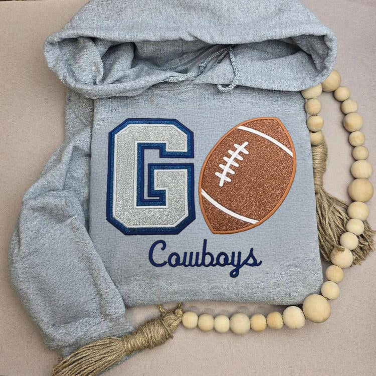 Personalized Glitter Embroidered Football Sweatshirt/Family Sweatshirt