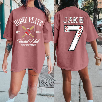 Custom Baseball Home Plate Print T-Shirt