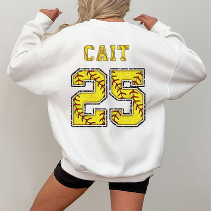 Custom Game Day Mom Baseball/Softball/Football Sweatshirt, Child Name & Number Game Season Shirt, Gameday Sports Mama Sweatshirt