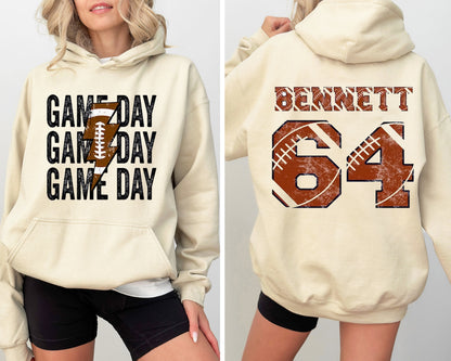 Custom Game Day Mom Baseball/Softball/Football Sweatshirt, Child Name & Number Game Season Shirt, Gameday Sports Mama Sweatshirt