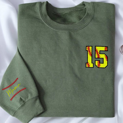 Custom Baseball/Softball Number Embroidery Sweatshirt, Personalized Player Shirts