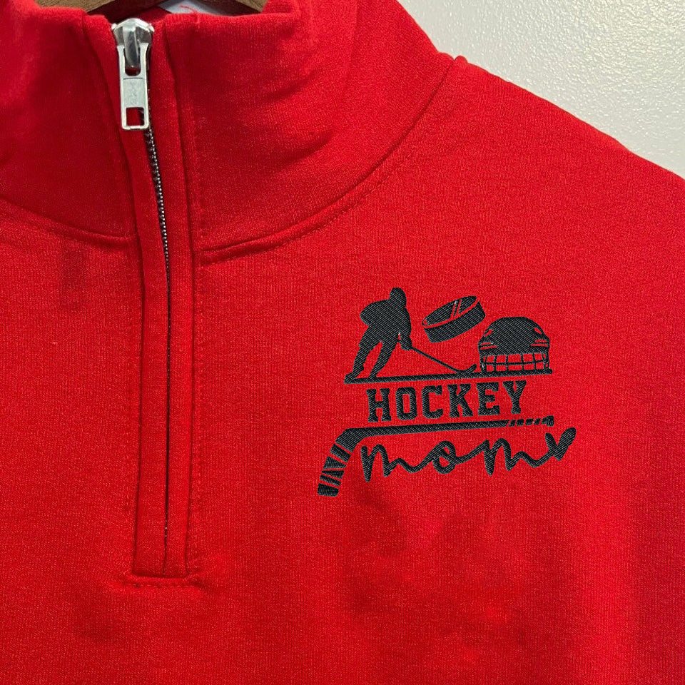 Personalized Hockey Mom Embroidered Zip Sweatshirt