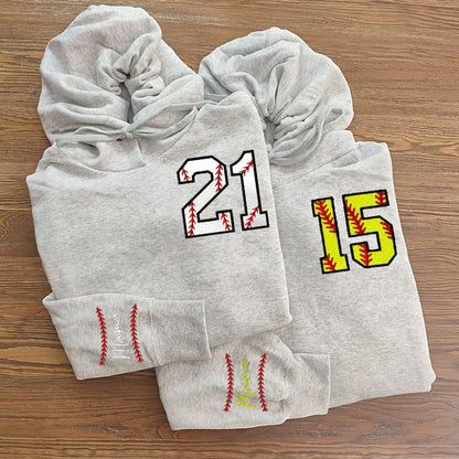 Custom Baseball/Softball Number Embroidery Sweatshirt, Personalized Player Shirts