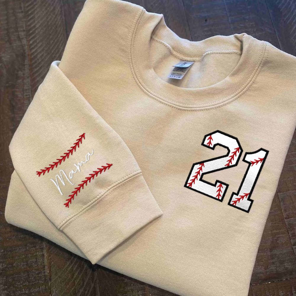 Custom Baseball/Softball Number Embroidery Sweatshirt, Personalized Player Shirts