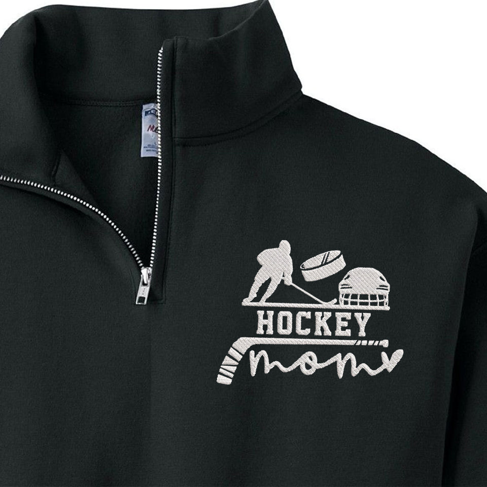 Personalized Hockey Mom Embroidered Zip Sweatshirt