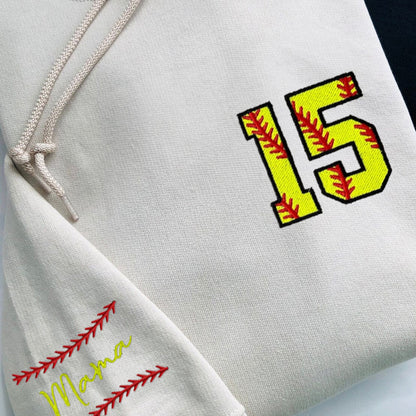 Custom Baseball/Softball Number Embroidery Sweatshirt, Personalized Player Shirts