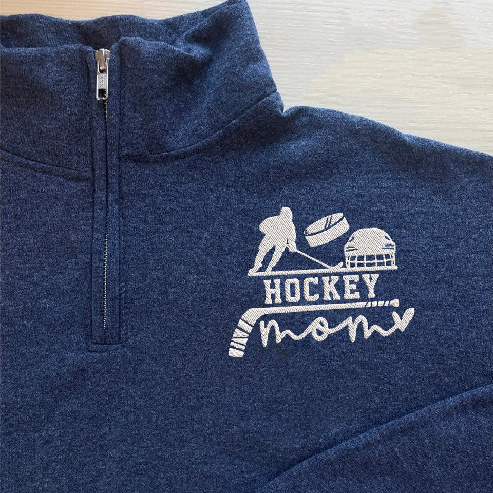 Personalized Hockey Mom Embroidered Zip Sweatshirt