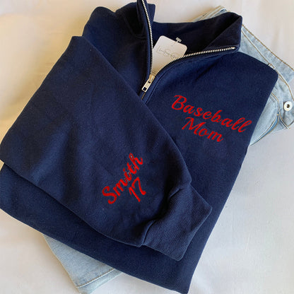 Custom Mama Quarter Zip  Embroidered Sweatshirt