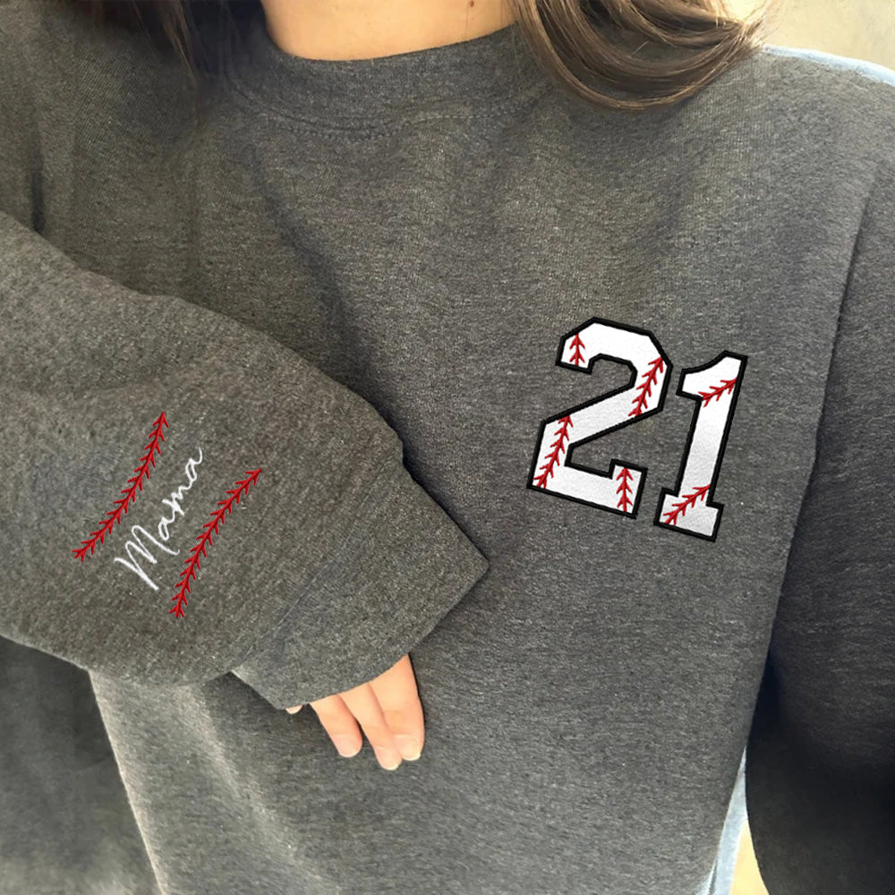 Custom Baseball/Softball Number Embroidery Sweatshirt, Personalized Player Shirts