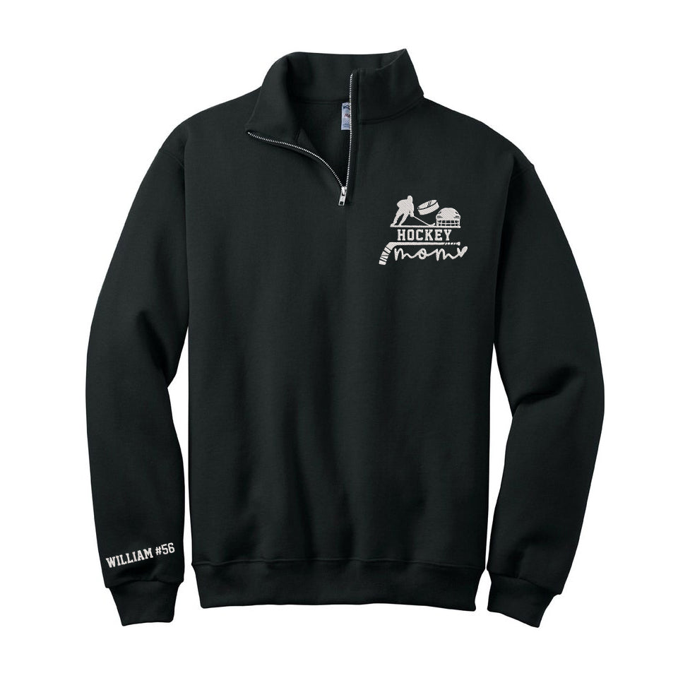 Personalized Hockey Mom Embroidered Zip Sweatshirt