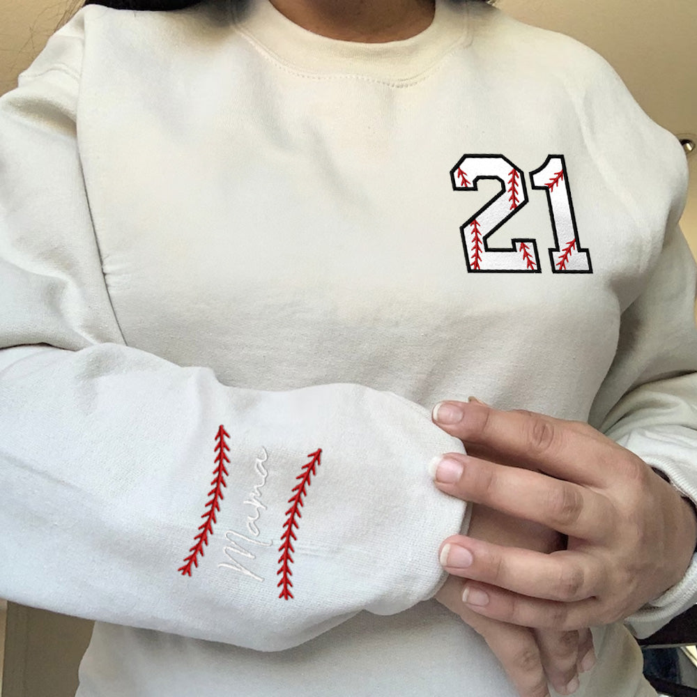 Custom Baseball/Softball Number Embroidery Sweatshirt, Personalized Player Shirts