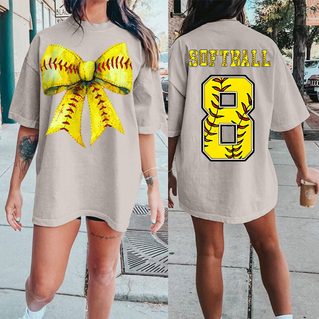 Custom Retro Softball/baseball/basketball/Football Bow Print Shirt