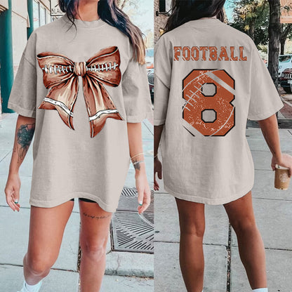 Custom Retro Softball/baseball/basketball/Football Bow Print Shirt