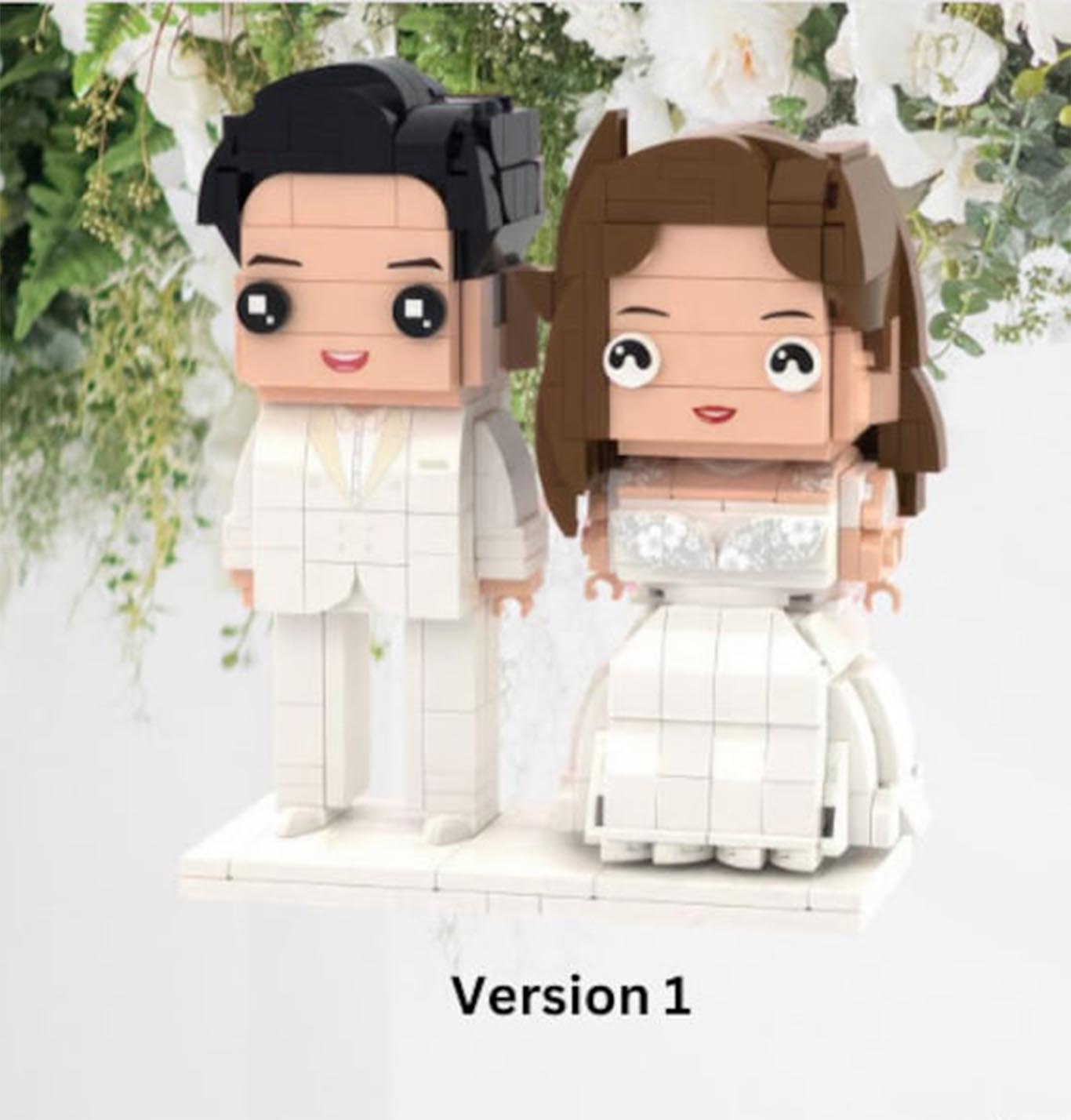 Personalized Wedding Brick Buddies, Custom Bride and Groom Brick Figures