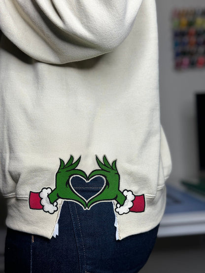 Merry Grinchmas side bow sweatshirt