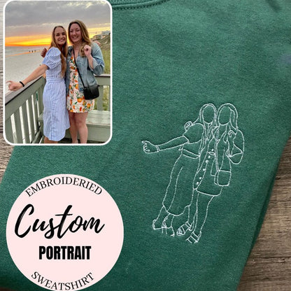 Custom Embroidered Outline Photo Sweatshirt