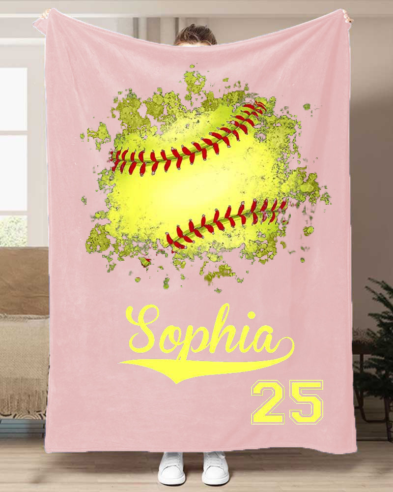 New Custom Softball Name Blanket