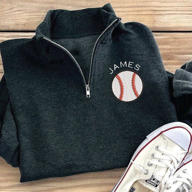 Personalized Baseball Quarter Zip Sweatshirt ，Baseball Team Custom Embroidered